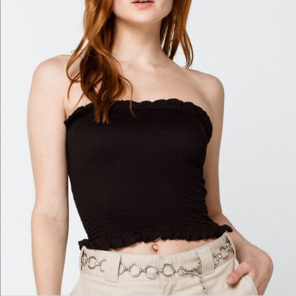 Love Streak black elastic cropped tube top size XS